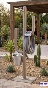Fontana da Giardino ARIZONA Doppio rubinetto il secondo con attacco rapido Acciaio Alluminio Belfer Dimensioni 32x17xh 102 cm - peso 4 kg colore Tortora