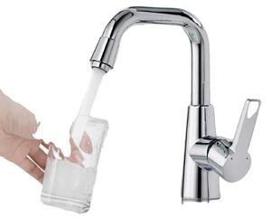 Rubinetto per lavabo, con bocchetta girevole a 360°, aeratore a risparmio idrico, cromato