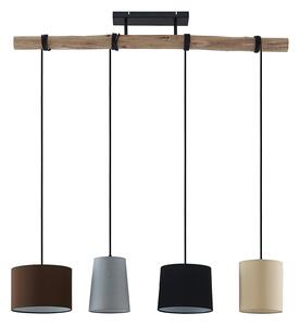 Lampada a sospensione Lindby, Amilia, dimmerabile, Legno, Cucina, Tessuto / Tessile, Moderno
