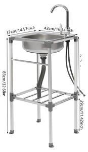 Lavabo, design autoportante, rubinetto per acqua fredda, argento
