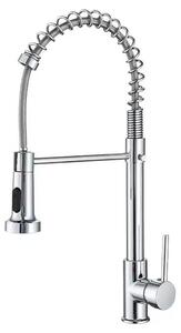 Miscelatore per lavello da cucina, girevole a 360°, design estensibile, finitura cromata
