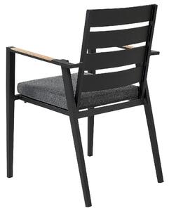 Set di 4 sedie da giardino in metallo nero grigio chiaro con schienale in legno set di 4 sedie da pranzo moderne Beliani