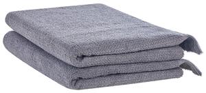 Set di 2 asciugamani bagno in spugna di cotone grigio con nappe decorative Beliani