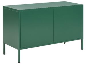 Credenza a 2 ante in acciaio verde mensole per mobili per ufficio a casa Tappi per gambe Design industriale Beliani