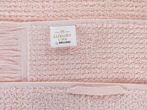 Set di 9 asciugamani bagno in spugna di cotone rosa pastello con nappe decorative Beliani