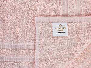 Set di 9 asciugamani bagno in spugna di cotone rosa pastello con nappe decorative Beliani