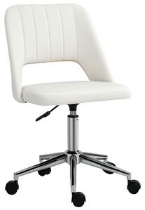 Sedia da ufficio Vinsetto, girevole, forma a conchiglia, rivestimento in poliestere simile al velluto, color crema