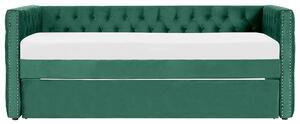 Letto da giorno estraibile Velluto verde Dimensioni singole 90 x 200 con rete a doghe con bottoni abbottonati Rifiniture Glam Beliani