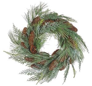 Ghirlanda di natale verde materiale sintetico 34 cm pigne neve design tradizionale rotondo Beliani