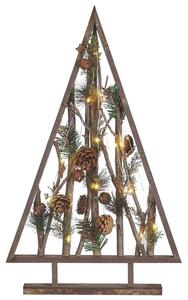 Figura decorativa legno albero di natale LED 62 cm con pigne legno scuro design rustico boho Beliani