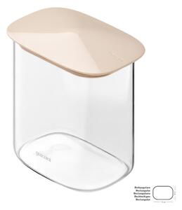 Barattolo in Vetro Borosilicato Rettangolare-M FRESH&STYLE Dimensioni 14x9x h 14cm �1000 ml con coperchio salva freschezza e guarnizione Tappo Argilla Chiaro