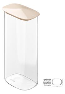Barattolo in Vetro Borosilicato Rettangolare-XL FRESH&STYLE Dimensioni 14x9x h28,4 cm �2100 ml con coperchio salva freschezza e guarnizione Tappo Argilla Chiaro