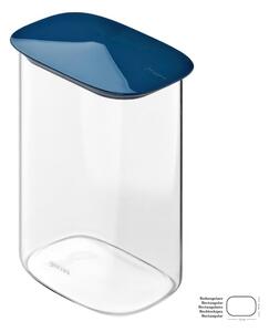 Barattolo in Vetro Borosilicato Rettangolare-L FRESH&STYLE Dimensioni 14x9x h 19,2cm �1300 ml con coperchio salva freschezza e guarnizione Tappo Blu aria