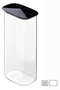Barattolo in Vetro Borosilicato Rettangolare-XL FRESH&STYLE Dimensioni 14x9x h28,4 cm �2100 ml con coperchio salva freschezza e guarnizione Tappo Nero