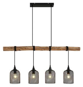 Lampada a sospensione Lindby, Elrond, dimmerabile, Legno, Cucina, Legno, Campagna / rustico