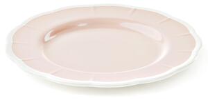 Piatto Dessert in Melamina bicolore set da 6 pezzi Linea FLORA Diametro �21x h1.6 cm realizzati con decoro BPA Free design Romantico floreale Rosa Polvere