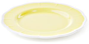 Piatto Dessert in Melamina bicolore set da 6 pezzi Linea FLORA Diametro �21x h1.6 cm realizzati con decoro BPA Free design Romantico floreale Giallo Polvere