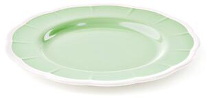 Piatto Dessert in Melamina bicolore set da 6 pezzi Linea FLORA Diametro �21x h1.6 cm realizzati con decoro BPA Free design Romantico floreale Verde Polvere