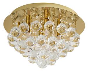 Plafoniera Lindby, Gillion, dimmerabile, Dorato / Ottone, Soggiorno, Cristallo, Design