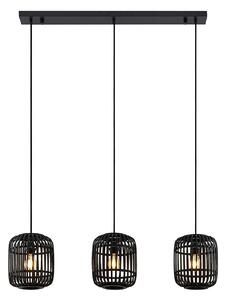 Lampada a sospensione Lindby, Canyana, dimmerabile, Nero, Soggiorno, Legno, Campagna / rustico