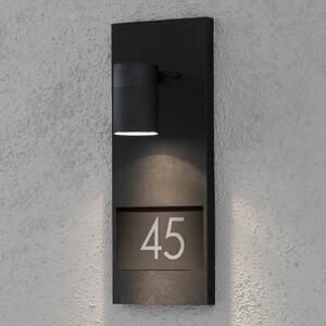 Konstsmide Numero civico illuminato MODENA, Nero, Alluminio, Moderno, Applique da esterni