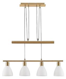 Lampada a sospensione Lindby, Simeon, dimmerabile, Dorato / Ottone, Soggiorno, Vetro, Moderno