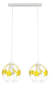 Lampadario a sospensione per bambini STARS 2xE27/15W/230V giallo/bianco