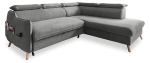 Divano letto angolare in velluto grigio chiaro (angolo destro) Sweet Harmony - Miuform
