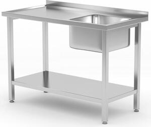 Lavello da cucina con ripiano, avvitato, HENDI, Kitchen Line, lavello sul lato destro, 1000x600x(H)850mm