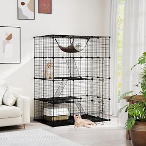 Costway Gabbia per gatti a 4 piani 143 cm con accessori, Enclosure grande con facile accesso e recinto per gatti da interno