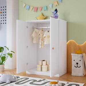 Armadio Merax con 2 ante e barra appendiabiti, armadio compatto con spazio contenitivo, armadio per bambini, ideale per camera da letto o soggiorno, colore bianco