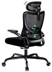 Sedia da ufficio Marsail, ergonomica: poggiatesta regolabile, supporto lombare, braccioli 3D pieghevoli. Sedia da scrivania con regolazione dell'altezza, cuscino sedile imbottito, sedia girevole, portata massima fino a 300 libbre