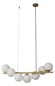 Lampada a sospensione Lucande, Isandro, dimmerabile, Dorato / Ottone, Sala da pranzo, Vetro, Design