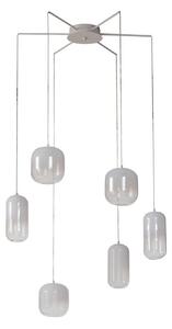Lampada a sospensione Lucande, Avelina, Bianco, Soggiorno, Vetro, Moderno