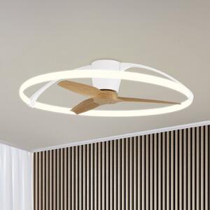 Mantra Iluminación Ventilatore da soffitto LED intelligente Nepal, bianco/faggio, CC, silenzioso dimmerabile, Legno chiaro, Soggiorno / Sala da pranzo, Metallo, Moderno