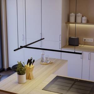 EGLO connect Lampada LED a sospensione intelligente FLATRON-Z, 150 cm, nera dimmerabile, Nero, Soggiorno / Sala da pranzo, Metallo, Lampada a sospensione