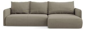 Divano angolare beige allungabile/con contenitore (con penisola a destra) Nanea – Makamii