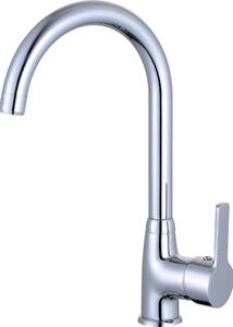 Miscelatore per lavello DIZIANI, miscelatore per cucina; bocca curva con portata girevole a 360°, cromo
