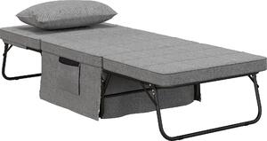 Fortuna Lai Letto singolo 4 in 1 Letto per ospiti Letto pieghevole Poltrona Pouf, materasso da 8 cm, regolabile in altezza in 5 posizioni, telaio in acciaio, 188x75x38 cm