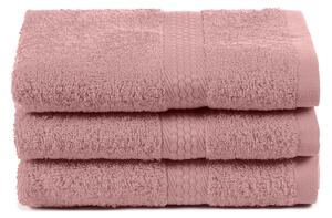 Asciugamano Ospite In Cotone Minorca 3 Pezzi Spugnissima Tinta Unita Rosa Caleffi