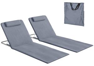 Outsunny Set 2 P.zi Materassini da Spiaggia Pieghevoli, Tappetini Portatili Schienale Regolabile e Borsa, 48x134x36-45cm|Aosom