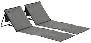 Outsunny Set 2 Sdraio da Spiaggia Pieghevoli e Regolabili con Tasca, in Acciaio e Poliestere, 142x51x40 cm, Grigio | Aosom Italy