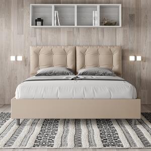 Letto Sommier Similpelle Tortora – Giroletto, Contenitore o con Rete | ANNA 180x200 / Senza Rete