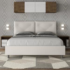 Letto Tessuto Bianco con Testata Rettangolare – Giroletto, Contenitore o con Rete | PIA 180x200 / Senza Rete
