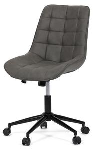 Sedia da ufficio, tessuto nero in pelle spazzolata, croce in metallo nero Grigio