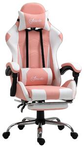 Sedia da gaming Vinsetto, sedia da computer con poggiatesta, ergonomica, in PVC, rosa
