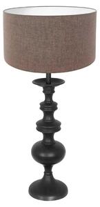 Lampada da tavolo - nero - Lyons - legno tessile - Ø 40cm - E27 - 3486ZW - Anne Lighting