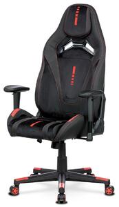 Sedia da gaming Autronic ERACER in tessuto di velluto nero e schienale con meccanismo a dondolo in ecopelle (KA-F07 RE)