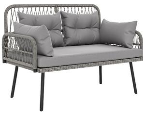Outsunny Divano da giardino con cuscini e guanciali 2 posti in resina intrecciata, divano da esterno con braccioli grigio scuro | Aosom Italy