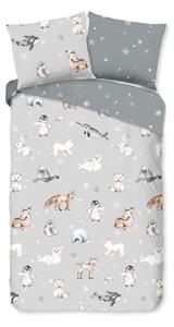 Biancheria da letto per bambini grigia in flanella per letto singolo 140x200 cm Cira – Good Morning